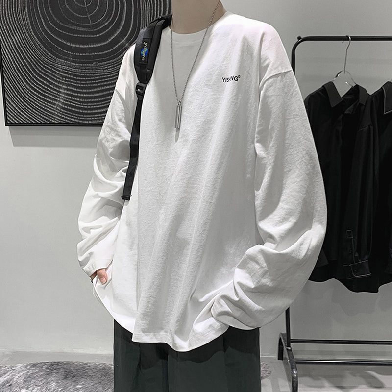 長袖Tシャツ メンズ 春服 コットン シンプル 無地 プルオーバー ラウンドネック オールシーズン 秋用 ファッション トップス