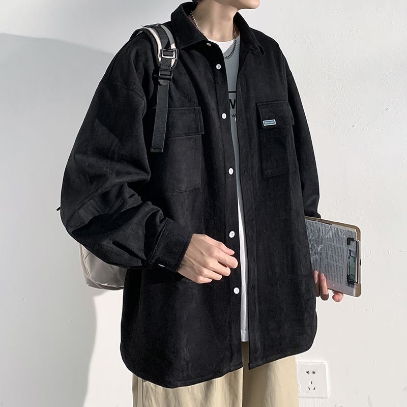 長袖Tシャツ 折り襟 大人 春服 シンプル 秋服 おしゃれ 無地 ストリート系 ボタン