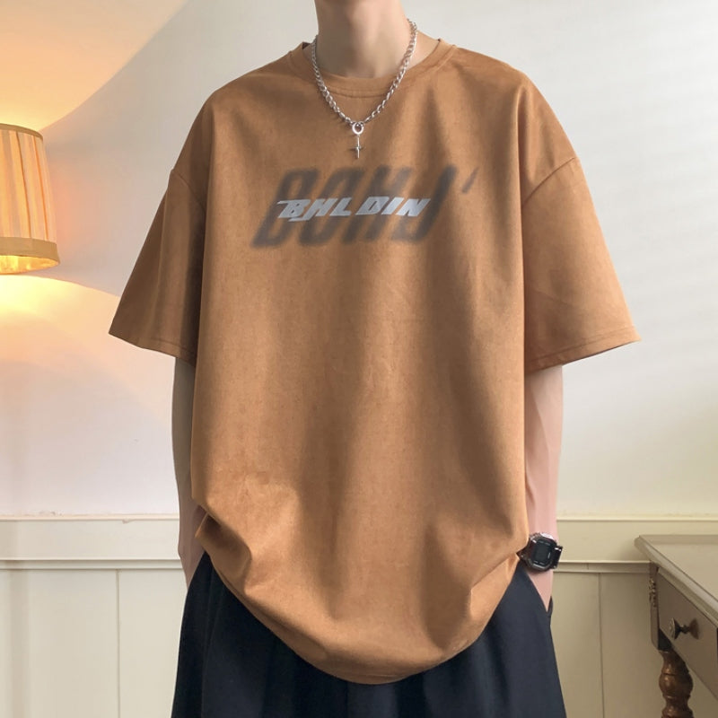 カジュアルプルオーバーラウンドネックアルファベットデザイン夏服シンプル五分袖おしゃれ半袖Tシャツ メンズファッション