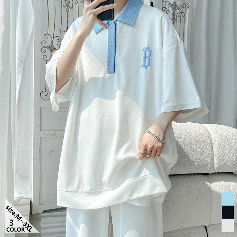 半袖Tシャツ メンズ カジュアル ファッション ポロネック 夏服 シンプル おしゃれ 服装