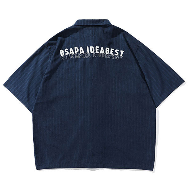 長袖Tシャツ メンズ 夏服 カジュアル シンプル 韓国ファッション コットン ストライプ柄 ボタン付き ポケット付き 折り襟 キレカジ