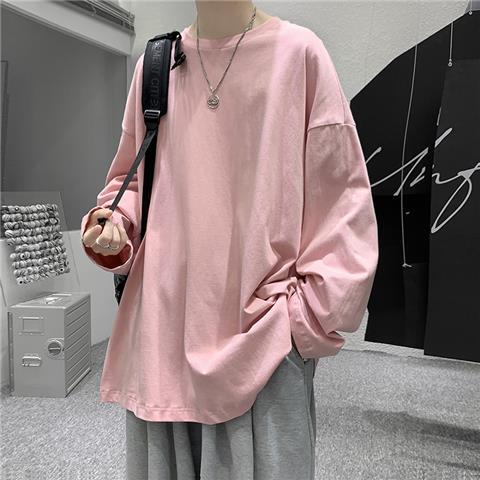 おしゃれカジュアル無地長袖Tシャツ 秋服 プルオーバー ラウンドネック メンズファッション 大人用 春服