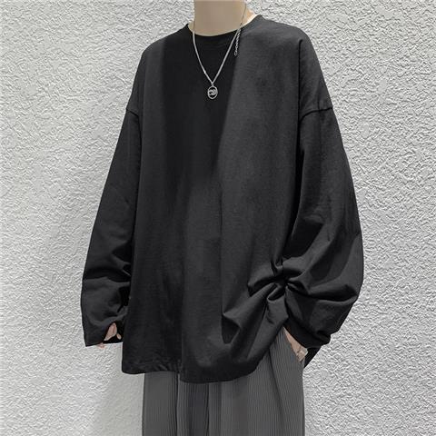 おしゃれカジュアル無地長袖Tシャツ 秋服 プルオーバー ラウンドネック メンズファッション 大人用 春服