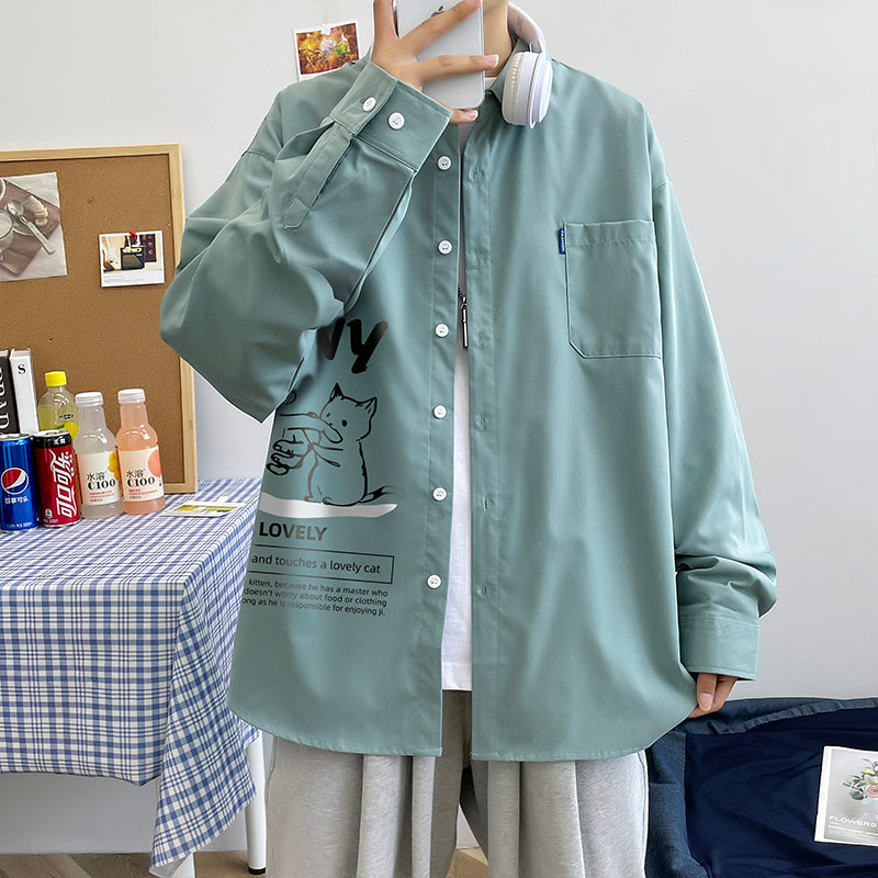 春服 メンズ 長袖Tシャツ プリント カートゥーン ファッション おしゃれ 動物柄 シンプル 秋服