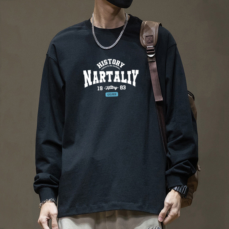 半袖Tシャツ 長袖ラウンドネック プリント カジュアル 春服 コットンプルオーバー おしゃれ メンズファッション シンプル 大人 アルファベット