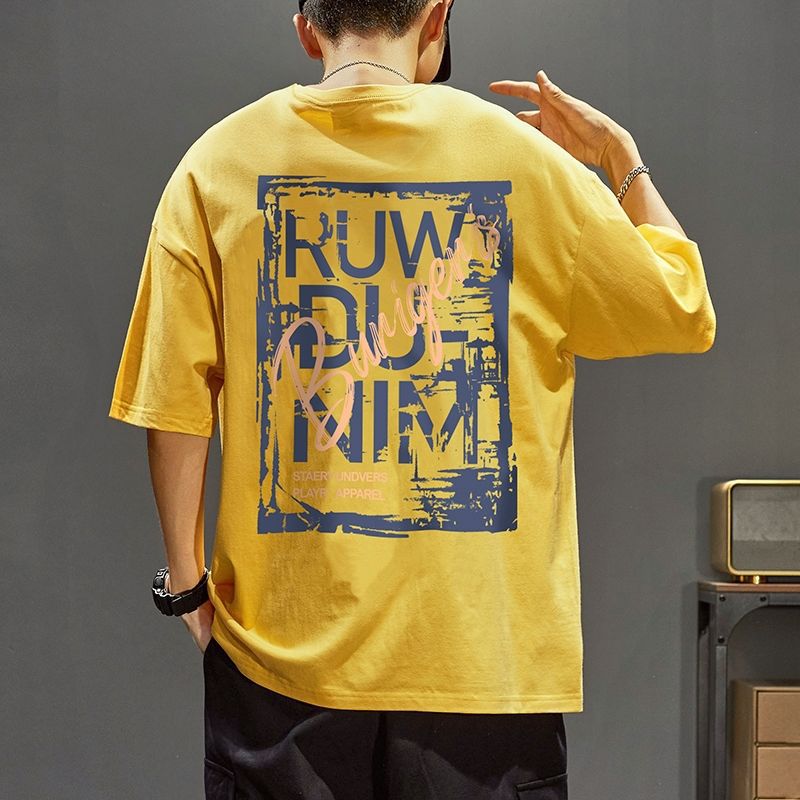 おしゃれな半袖Tシャツ メンズ カジュアルファッション 春夏プルオーバー ラウンドネック アルファベットプリント