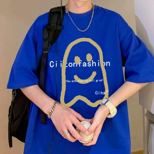 半袖Tシャツ メンズ ファッション 春服 夏服 おしゃれ シンプル アルファベット プリント 五分袖 ラウンドネック ダークグレー ホワイト グリーン ブラック ブルー 大人 プルオーバー