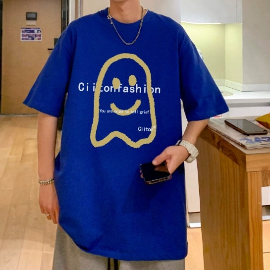 半袖Tシャツ メンズ ファッション 春服 夏服 おしゃれ シンプル アルファベット プリント 五分袖 ラウンドネック ダークグレー ホワイト グリーン ブラック ブルー 大人 プルオーバー