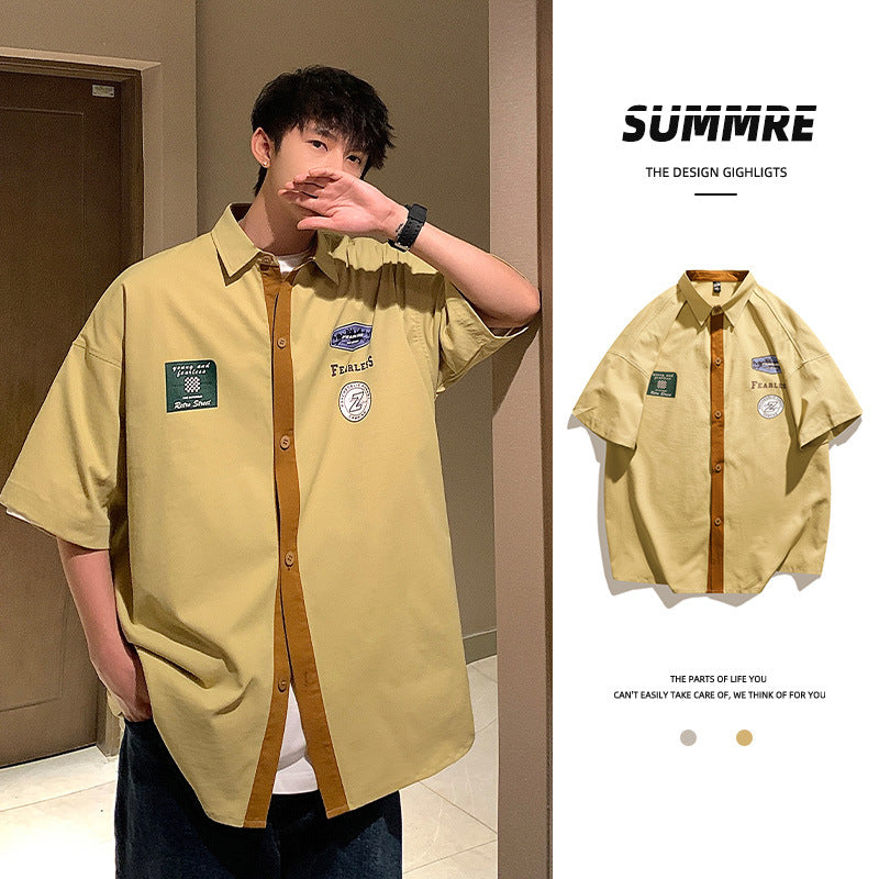 長袖Tシャツ メンズ シングルブレスト 折り襟 プリント おしゃれ ファッション シンプル 春夏秋服