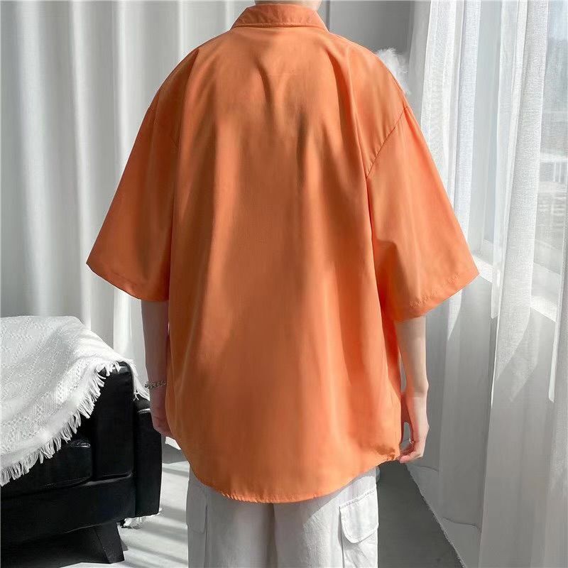 長袖Tシャツ メンズ ファッション 春服 無地 おしゃれ 夏服 ショートスリーブ 折り襟 ボタン シンプル 大人