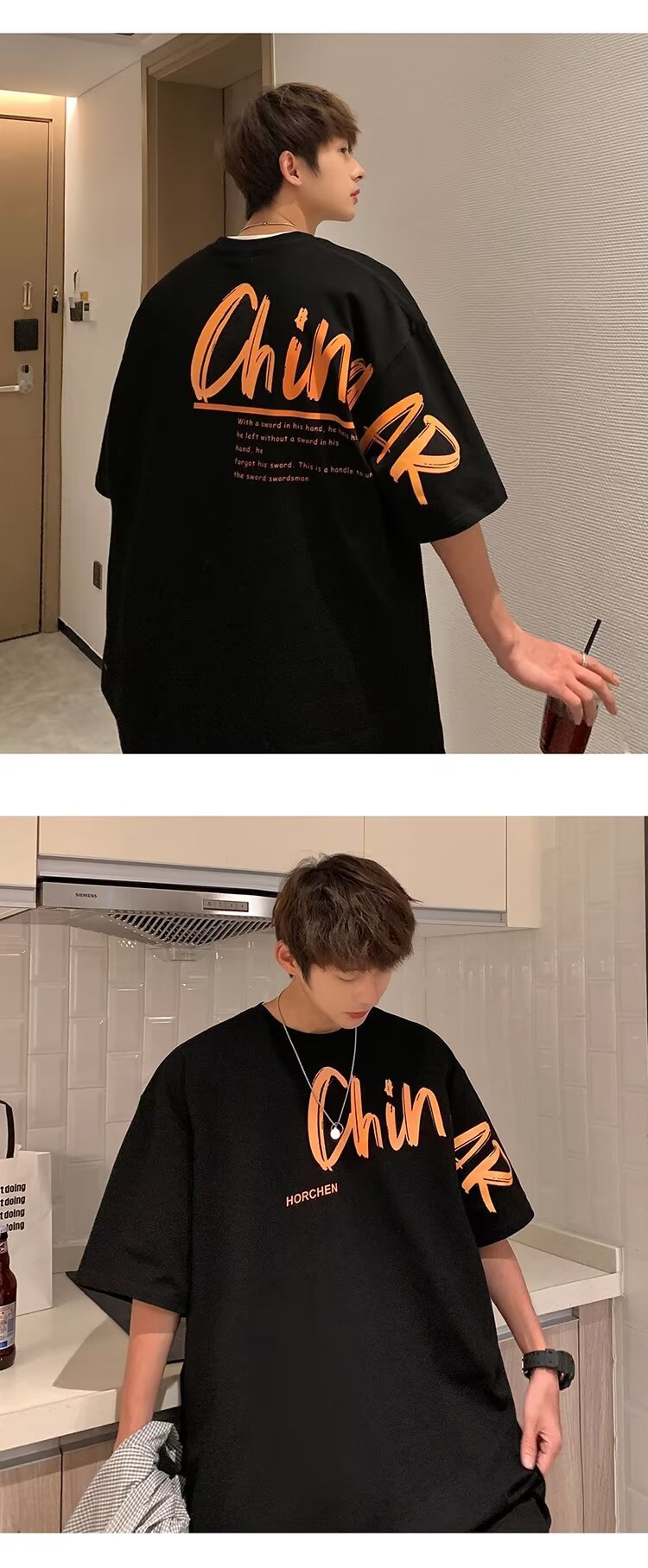 クラインブルー半袖Tシャツ メンズ ゆったり ボーイフレンド風 トレンドファッション