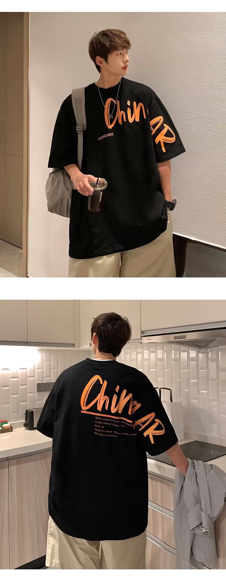 クラインブルー半袖Tシャツ メンズ ゆったり ボーイフレンド風 トレンドファッション