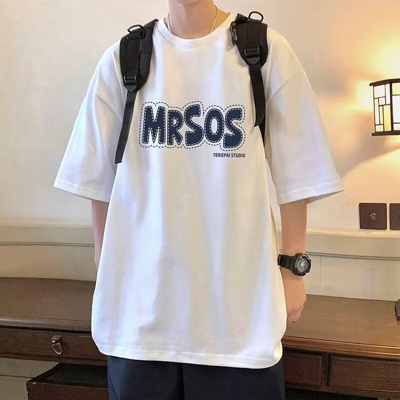 半袖Tシャツ メンズ カジュアル プルオーバー シンプル ファッション ラウンドネック おしゃれ アルファベット 夏服