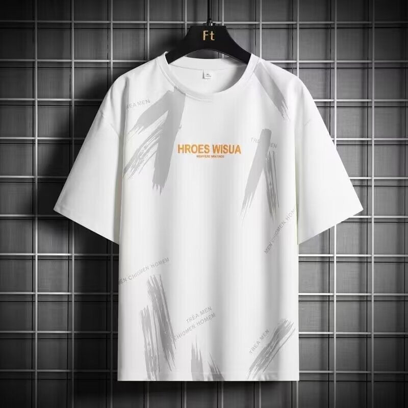 組み合わせ自由 全4色 ファッション アルファベット プリント 半袖 ラウンドネック メンズ Tシャツ