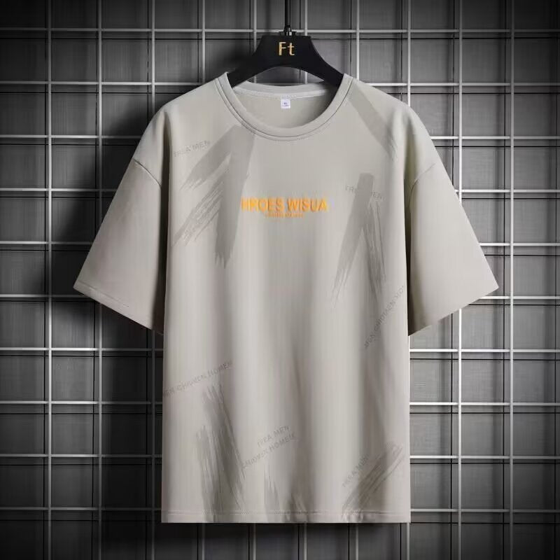 組み合わせ自由 全4色 ファッション アルファベット プリント 半袖 ラウンドネック メンズ Tシャツ