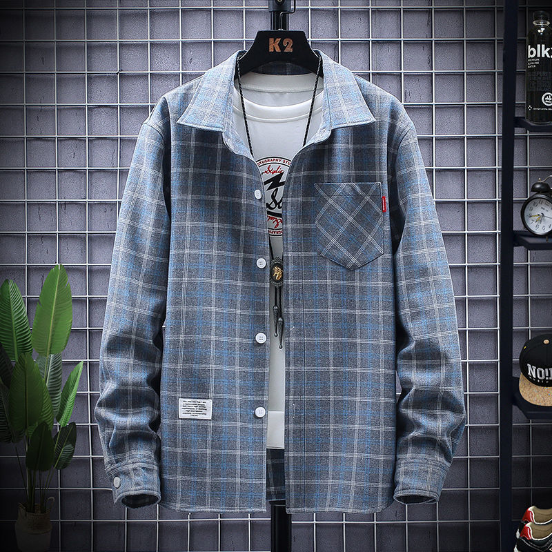 カーディガンメンズ 服 洋服 ファッション チェック柄シングルブレストオールシーズンポリエステル長袖定番ファッション通勤/OLレトロショート丈切り替え折襟メンズトップス