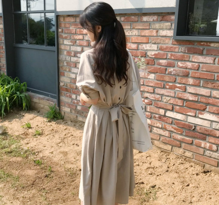 ワンピースレディースファッション韓国 可愛い 服無地プルオーバーハイウエストAラインポリエステル中袖/五分袖簡約・シンプルすね丈夏切り替えラウンドネック写真通りOL・フォーマルワンピース