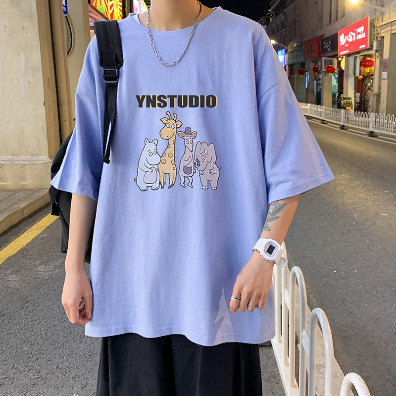 カッコかわいい　tシャツ 夏服  プリント  海辺   半袖　シンプル　カジュアル　プリント　ラウンドネック　メンズトップス