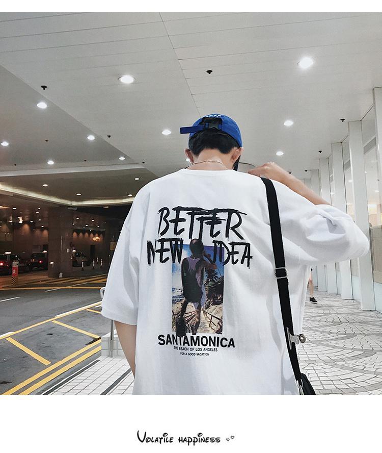 ラウンドネック プリント ファッション カジュアル 韓国系 半袖プルオーバー メンズ 半袖Tシャツ