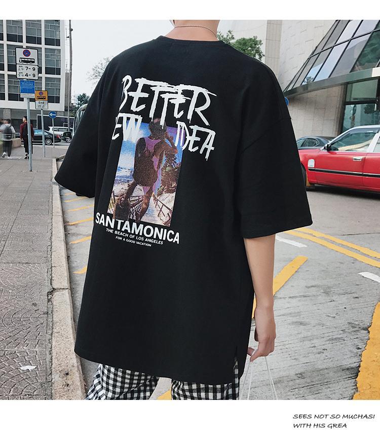 ラウンドネック プリント ファッション カジュアル 韓国系 半袖プルオーバー メンズ 半袖Tシャツ