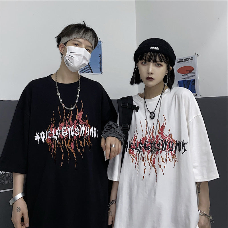 半袖ショート丈韓国系ファッションプリントなしポリエステルプルオーバーラウンドネックメンズ半袖Tシャツ