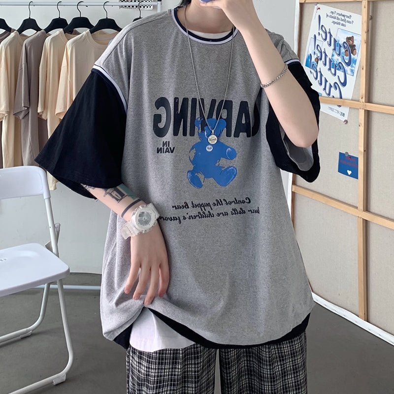 カッコ可愛い　スポーツ　　プルオーバー　メンズファッション　夏服　プリント　ラウンドネック　五分袖　メンズ半袖Tシャツ