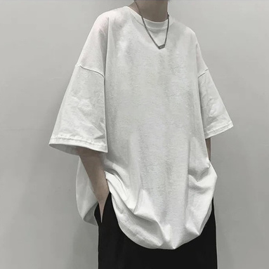 ゆったり　ビッグt　ラウンドカット 　無地 　 Ｔシャツ 　夏服   メンズファッション  おおきいサイズ  メンズ半袖Tシャツ