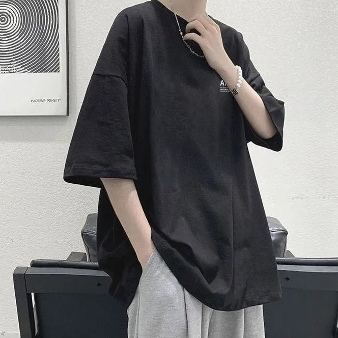 ゆったり　ビッグt　ラウンドカット 　無地 　 Ｔシャツ 　夏服   メンズファッション  おおきいサイズ  メンズ半袖Tシャツ