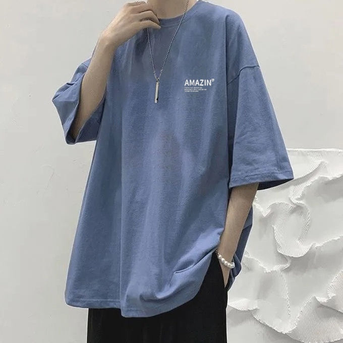 ゆったり　ビッグt　ラウンドカット 　無地 　 Ｔシャツ 　夏服   メンズファッション  おおきいサイズ  メンズ半袖Tシャツ