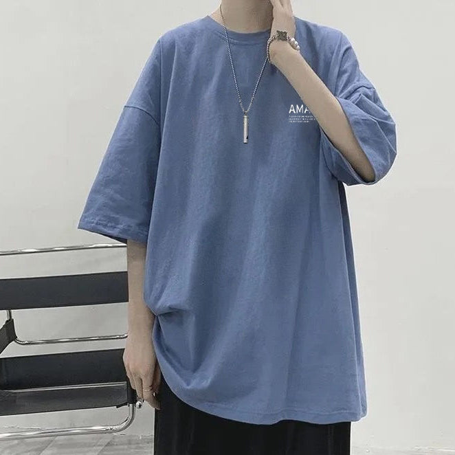 ゆったり　ビッグt　ラウンドカット 　無地 　 Ｔシャツ 　夏服   メンズファッション  おおきいサイズ  メンズ半袖Tシャツ