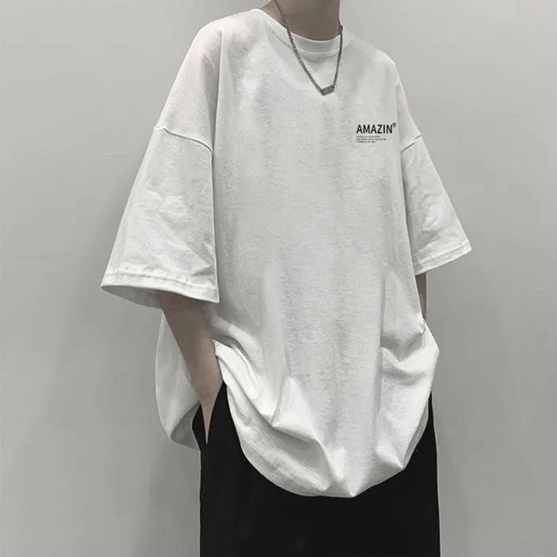 ゆったり　ビッグt　ラウンドカット 　無地 　 Ｔシャツ 　夏服   メンズファッション  おおきいサイズ  メンズ半袖Tシャツ