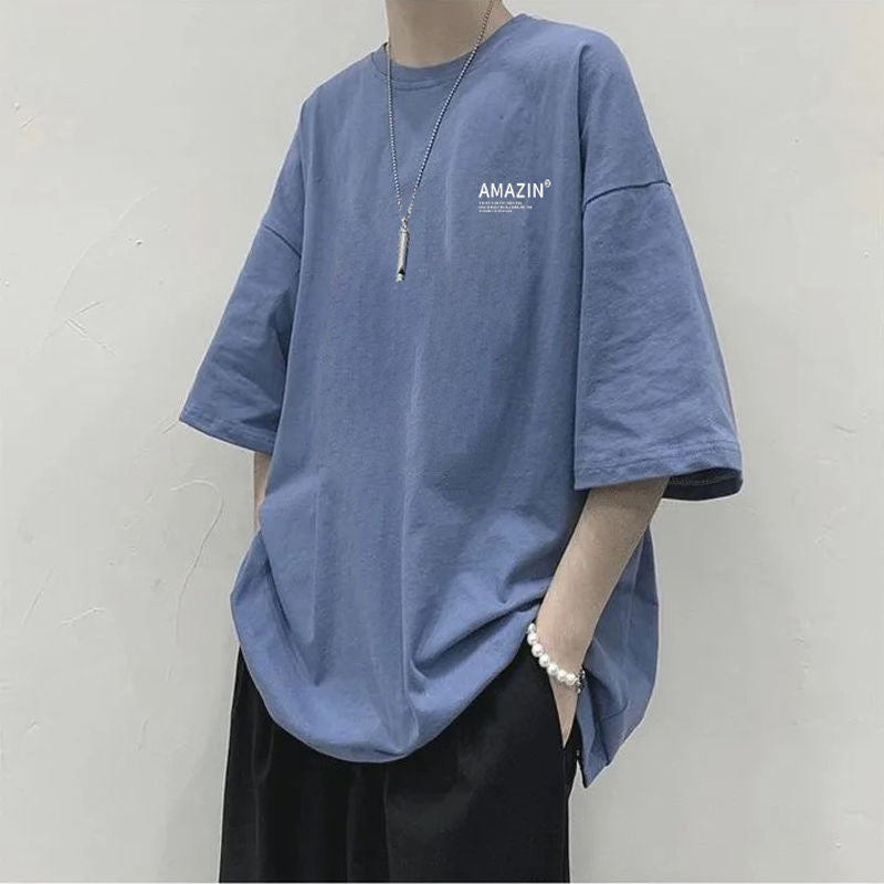 ゆったり　ビッグt　ラウンドカット 　無地 　 Ｔシャツ 　夏服   メンズファッション  おおきいサイズ  メンズ半袖Tシャツ