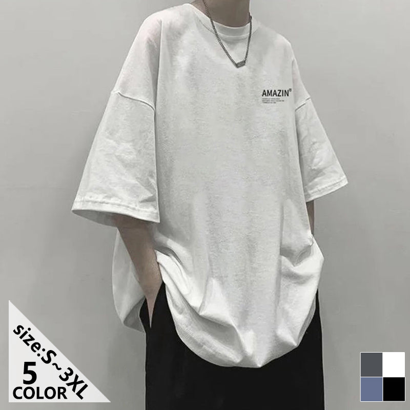 ゆったり　ビッグt　ラウンドカット 　無地 　 Ｔシャツ 　夏服   メンズファッション  おおきいサイズ  メンズ半袖Tシャツ