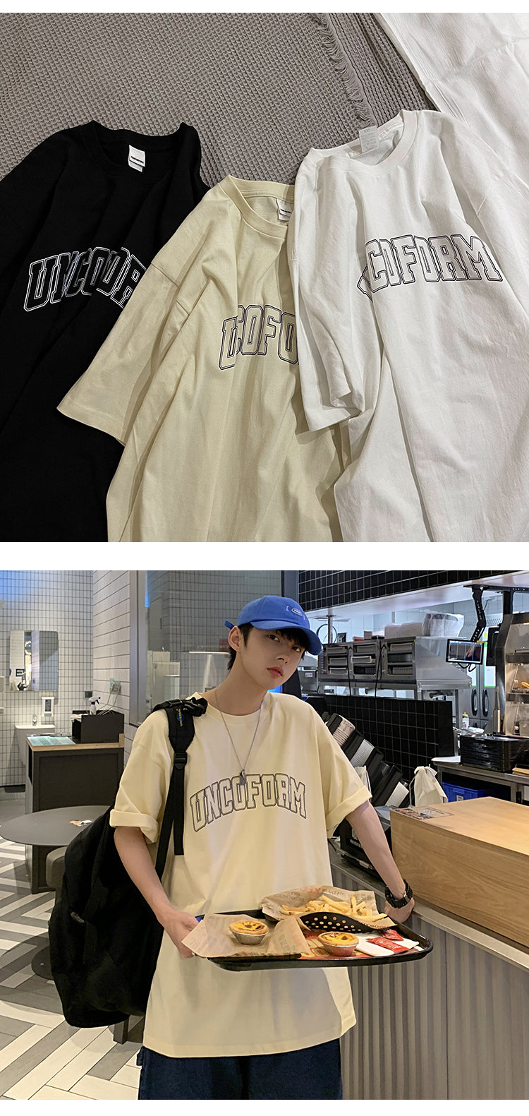 アルファベット　メンズ Tシャツ 　コットン ／ オーバーサイズ 　ロゴ 　バックプリント　 Tシャツ　夏服　おしゃれ　ラウンドネック　カジュアル　メンズ半袖Ｔシャツ