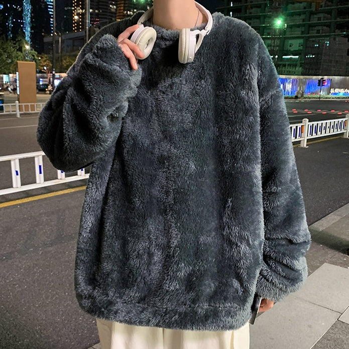 ゆったり 裏起毛 パーカー スエード生地 韓国系 カジュアル ラウンドネック 秋服 冬服 シンプル ストリート系  無地 裏起毛 パーカー