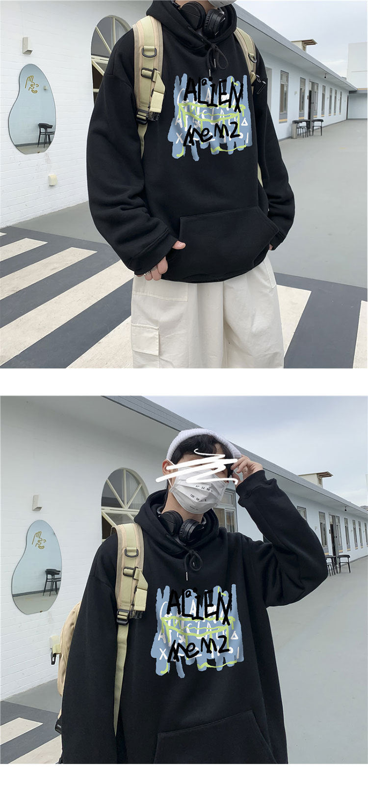 メンズ パーカー アルファベットプルオーバー長袖カジュアル学園風韓国系キャンパスフード付きパーカー