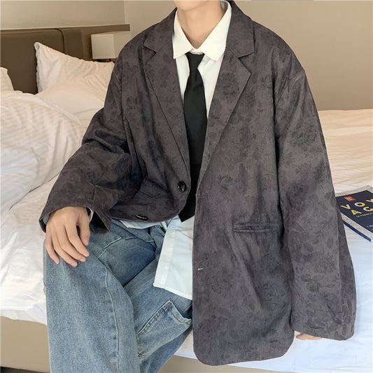無地 テーラード ジャケット シングルブレスト長袖ファッションカジュアルレトロ韓国系 折襟 スーツ