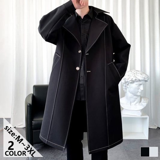ロングコート 無地 シングル ブレスト長袖 シンプル 韓国系 冬服ロング 折り襟 ボタン コート