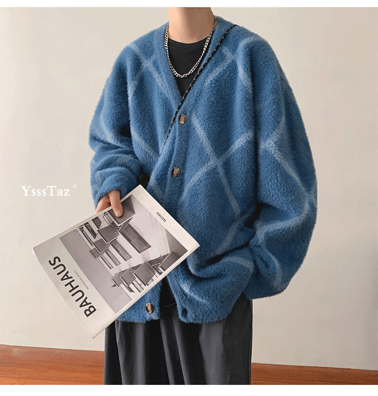 2カラー Vネック 長袖 シングルブレスト  韓国ファッション  秋冬服 シンプル  カーディガン