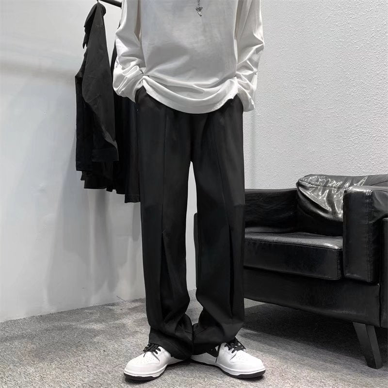 ワイド パンツ メンズ 無地レギュラー丈レギュラーウエストシンプル定番ファッションストリート系韓国系 メンズボトムス
