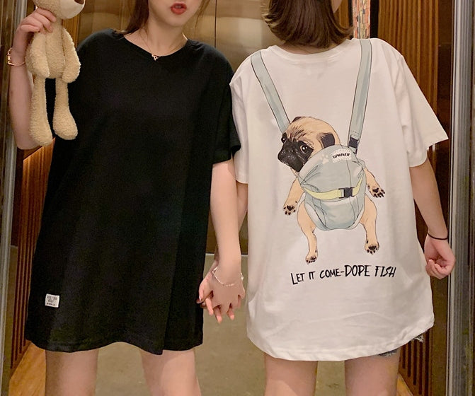 Tシャツ 動物柄 かわいい 韓国ファッション プリント ラウンドネック 夏服 半袖Tシャツ