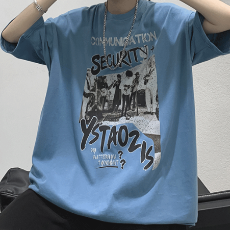 アルファベット プルオーバー 七分袖 シンプル ファッション   プリント ラウンドネック半袖Tシャツ