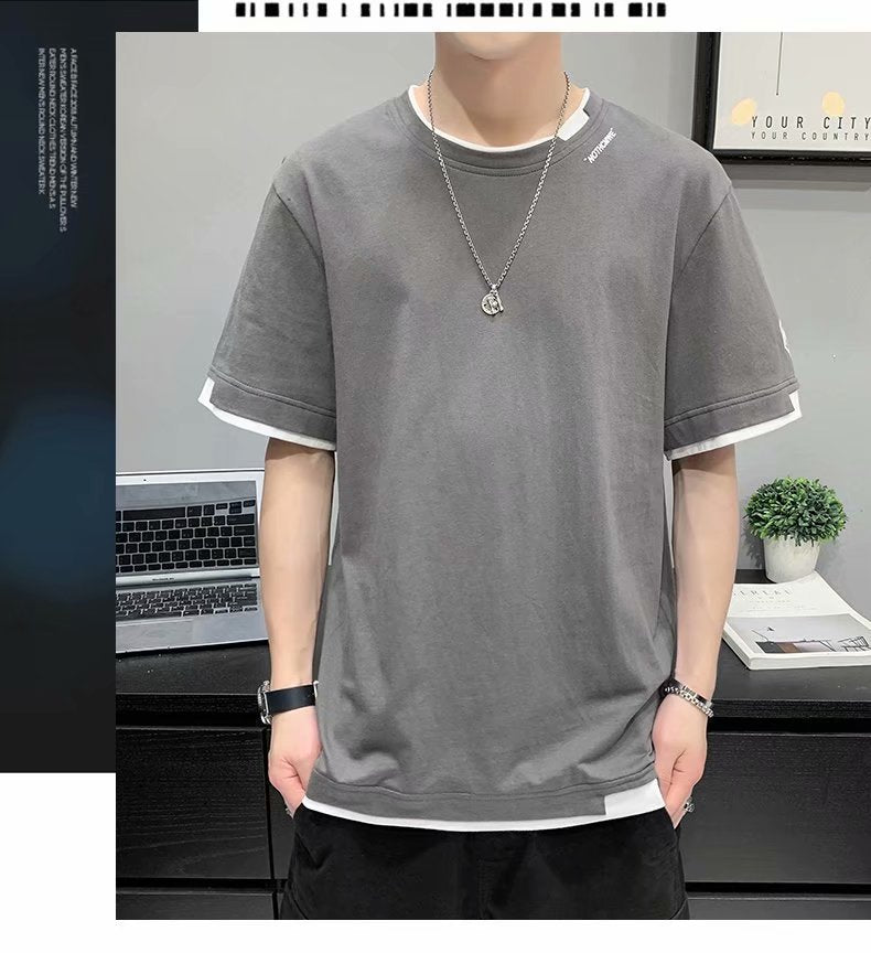 韓国の 半袖 t シャツ メンズ カジュアル  ラウンドネック  半袖 無地 ファッション  プルオーバー半袖Tシャツ