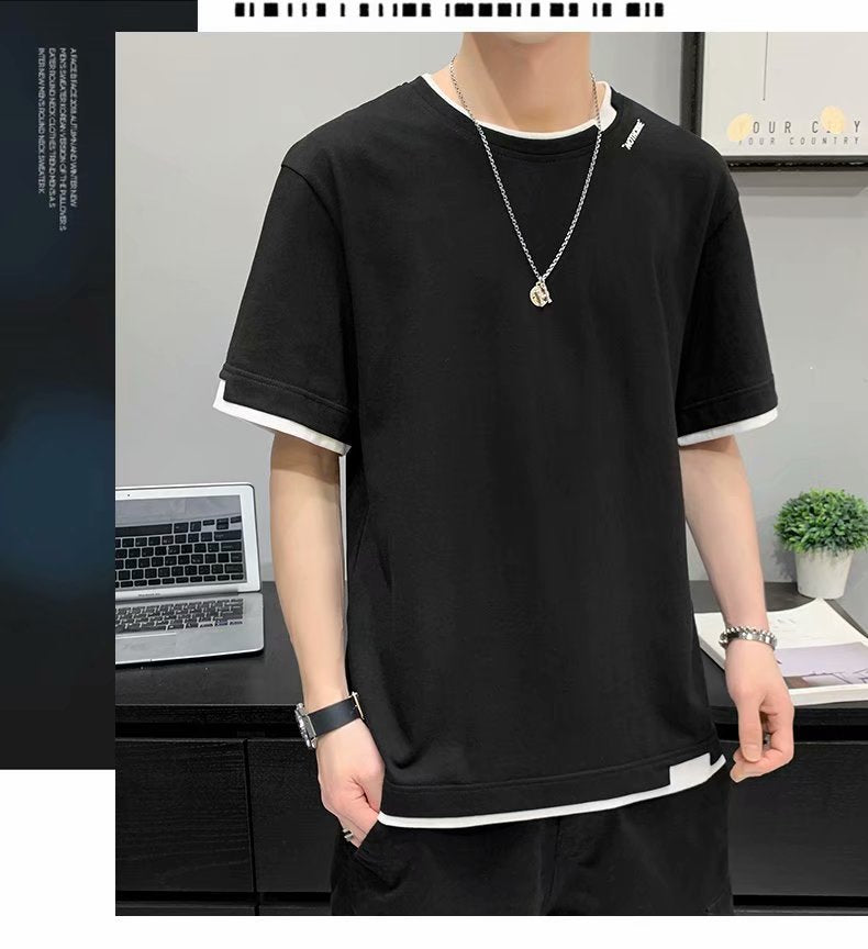 韓国の 半袖 t シャツ メンズ カジュアル  ラウンドネック  半袖 無地 ファッション  プルオーバー半袖Tシャツ