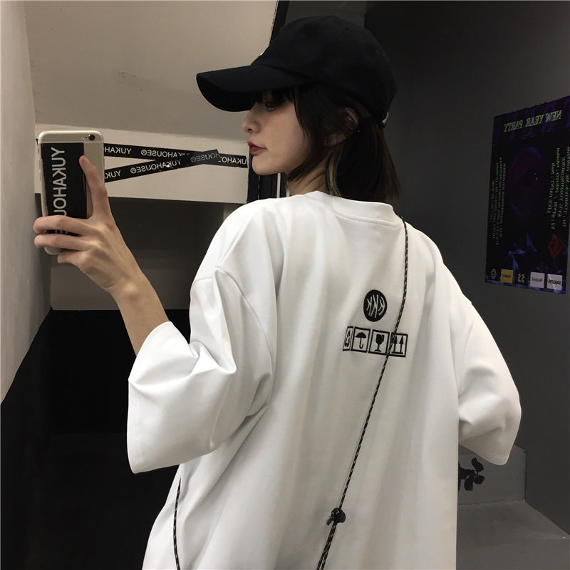 アルファベット プルオーバー 半袖 シンプル ファッション ストリート系 韓国系 ラウンドネック Tシャツ