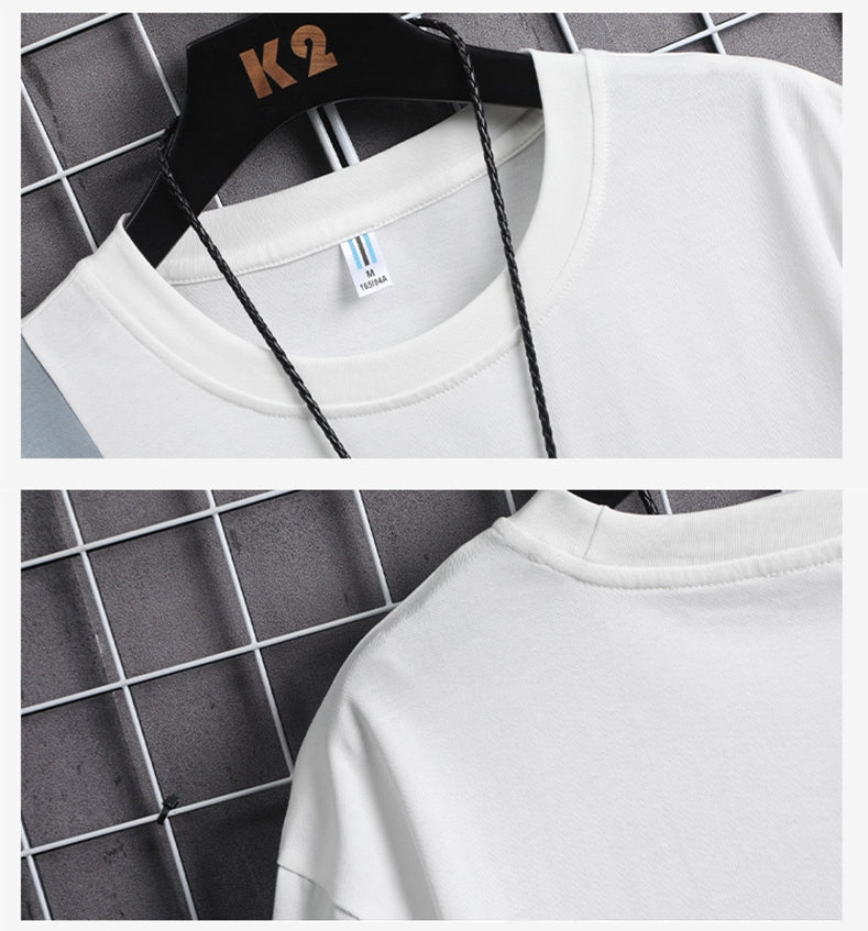 韓国系  カジュアルラウンドネック 切り替え  半袖  ファッション半袖Tシャツ