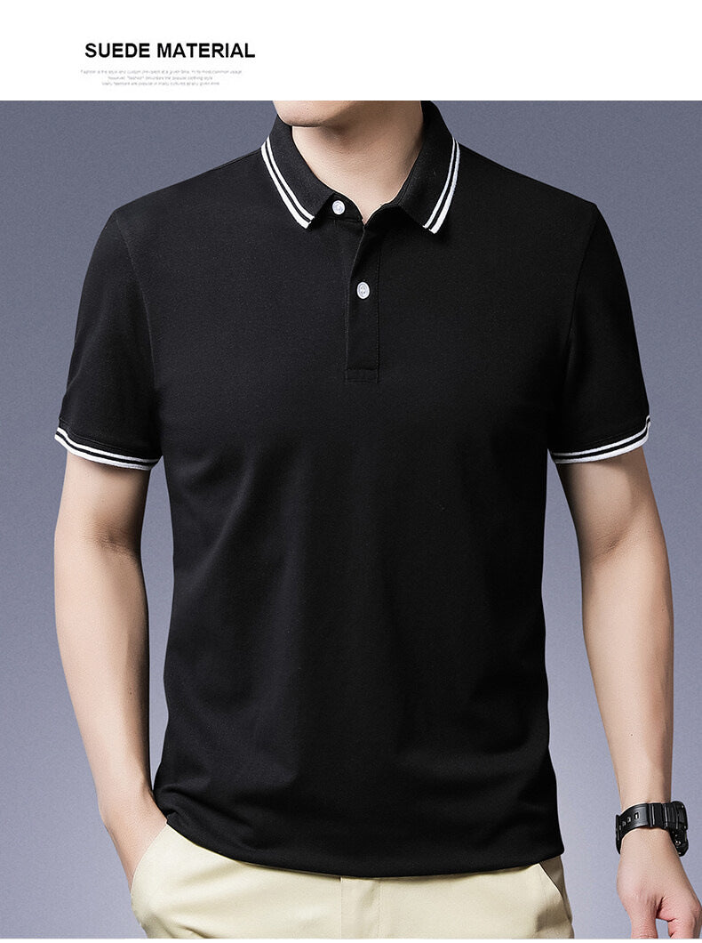 POLOネック シンプル 半袖 プルオーバー カジュアル 無地   ファッション 半袖Tシャツ