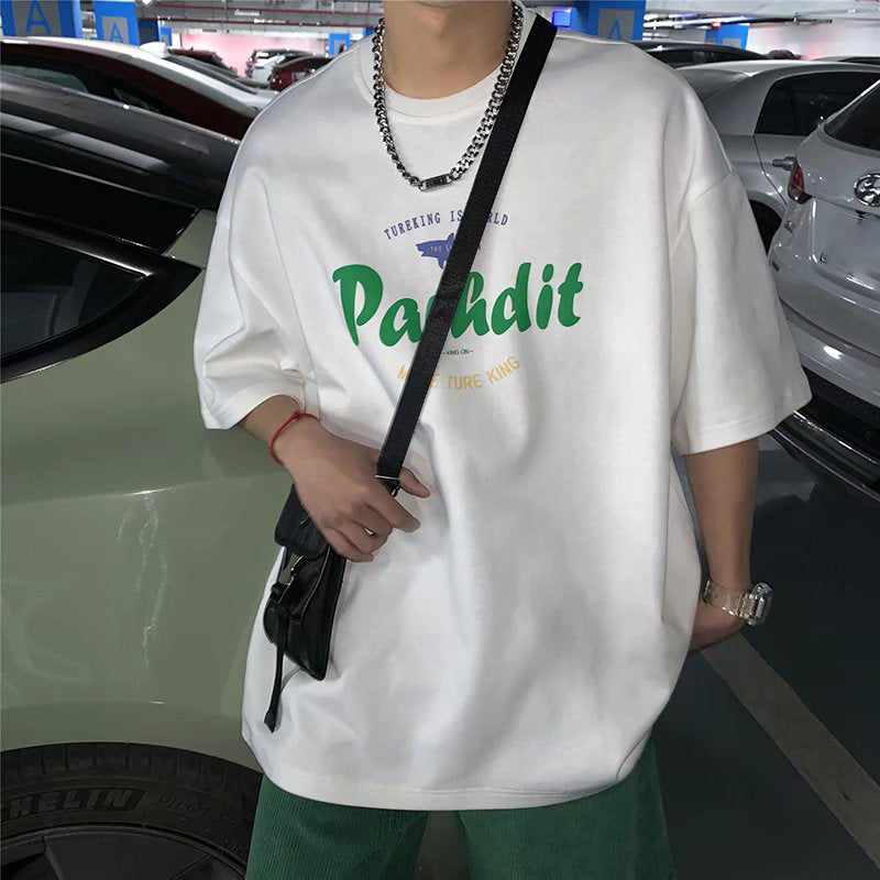 ラウンドネック トレンド  アルファベット 定番 ファッション 韓国系 モード系 プルオーバー カジュアル  半袖Tシャツ