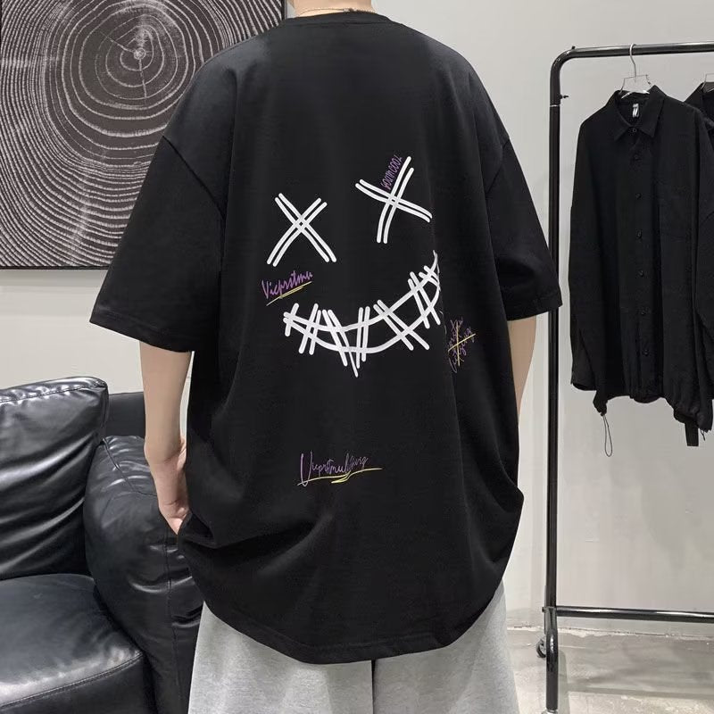 Tシャツ オーバーサイズ アルファベット柄 L 黒 メンズ 韓国 通販