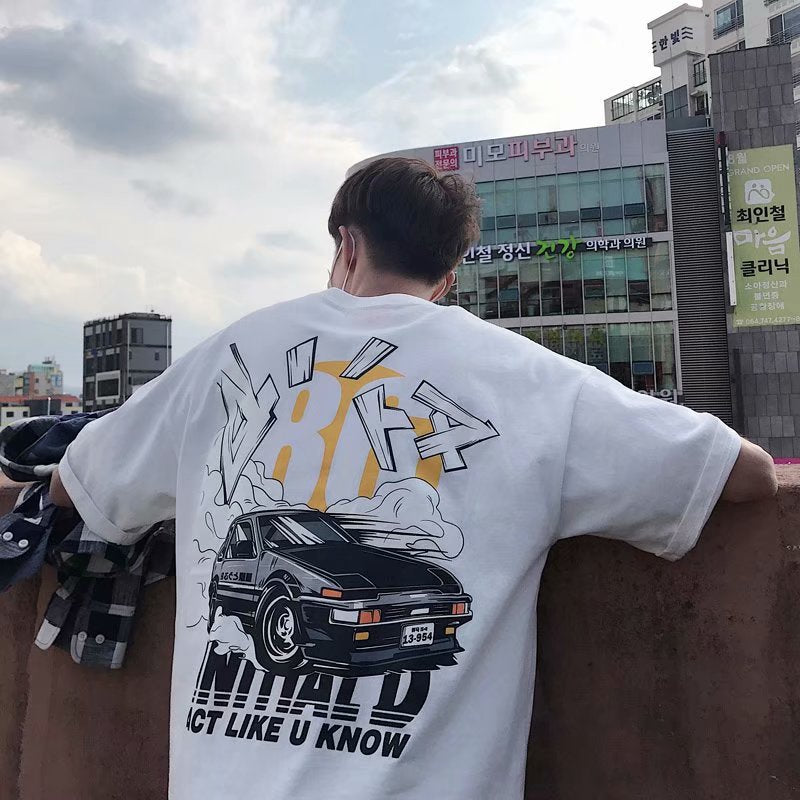 ラウンドネック  韓国系 プリント 夏 半袖  プルオーバー  ストリート系半袖Tシャツ